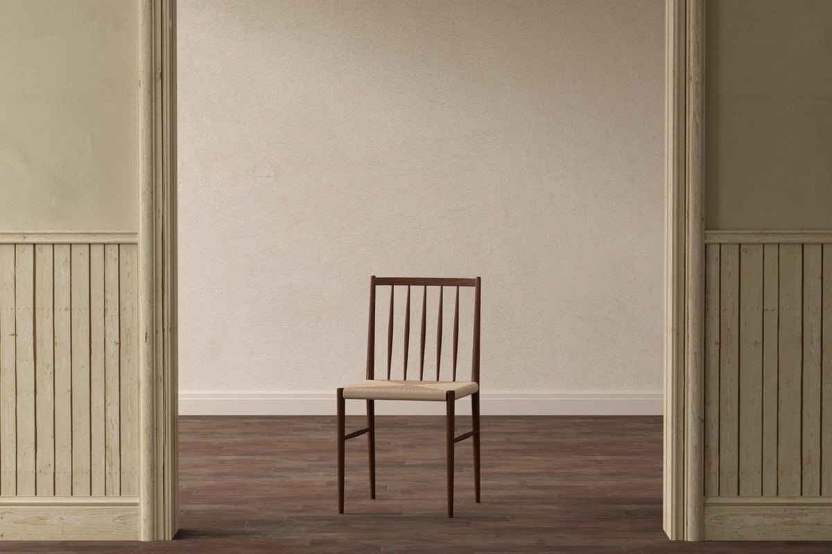 2er Set - Esszimmerstuhl Wendi in Holzoptik mit geflochtenem Sitz