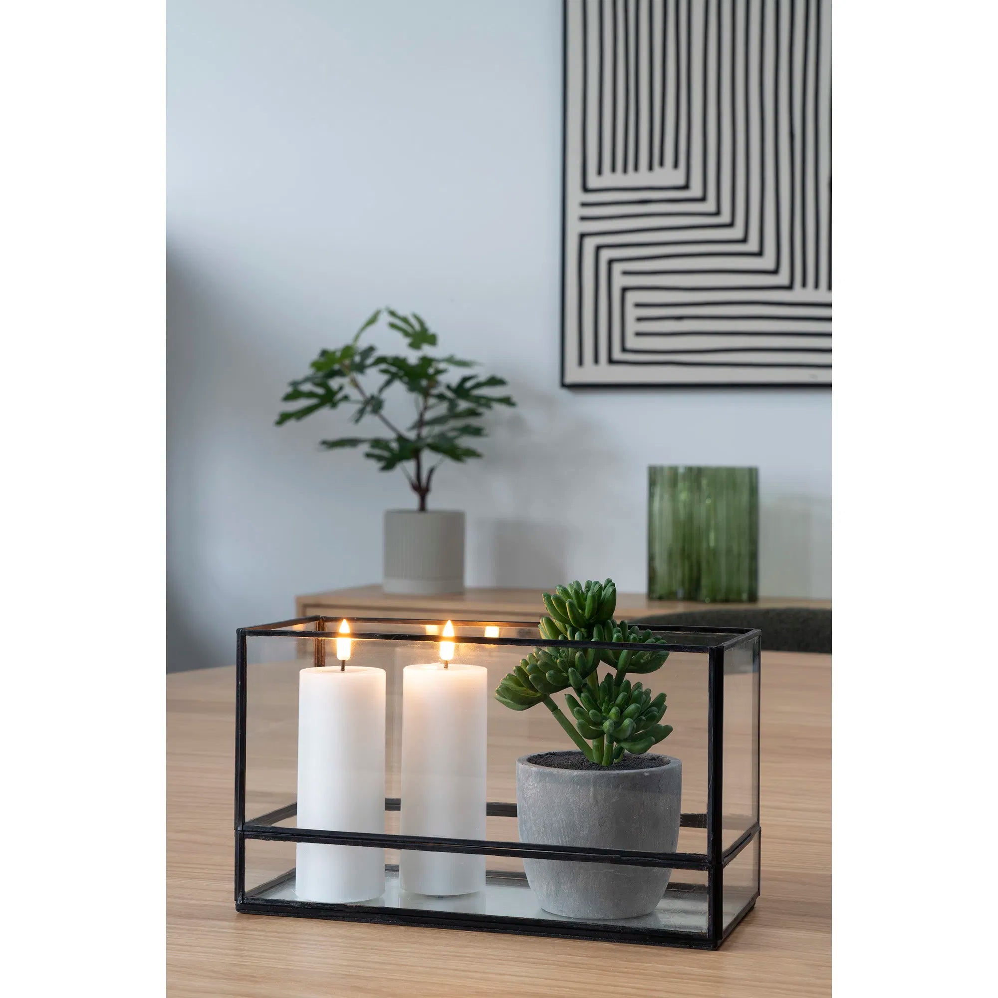 Kerzenhalter „Ferro Recta“ – Metall & Glas in Schwarz