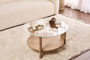 Couchtisch Davira - mit runder Glasplatte und Holzoptik