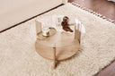 Couchtisch Davira - mit runder Glasplatte und Holzoptik