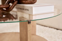 Couchtisch Davira - mit runder Glasplatte und Holzoptik