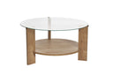 Couchtisch Davira - mit runder Glasplatte und Holzoptik