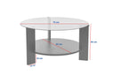 Couchtisch Davira - mit runder Glasplatte und Holzoptik