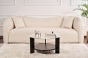 Couchtisch Davira - mit runder Glasplatte und Holzoptik