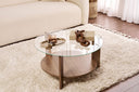 Couchtisch Davira - mit runder Glasplatte und Holzoptik