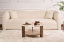 Couchtisch Davira - mit runder Glasplatte und Holzoptik