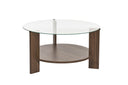 Couchtisch Davira - mit runder Glasplatte und Holzoptik