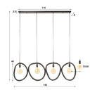 Pendelleuchte Vionara – 4 Leuchten aus arktisch schwarzem Metall in organischer Ringform