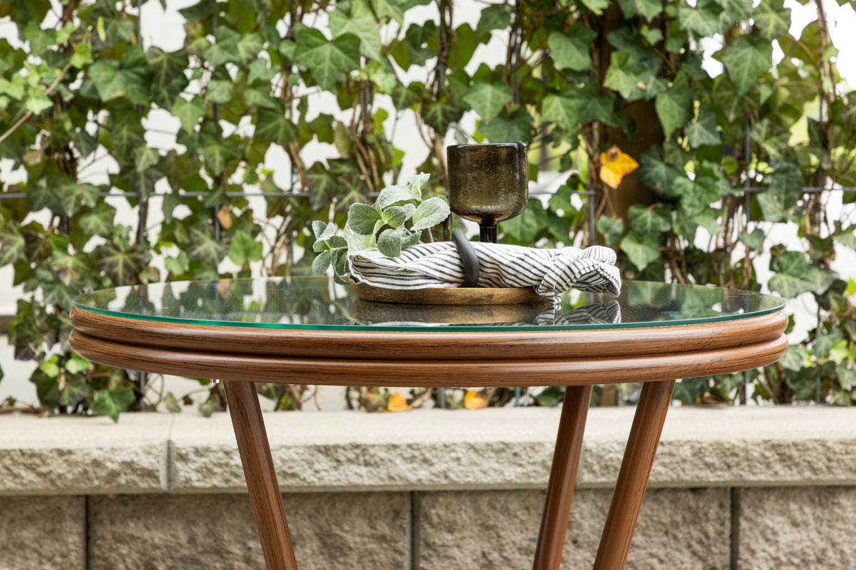 Kaffeetisch Simon -  Ø70 mit brauner Tischplatte