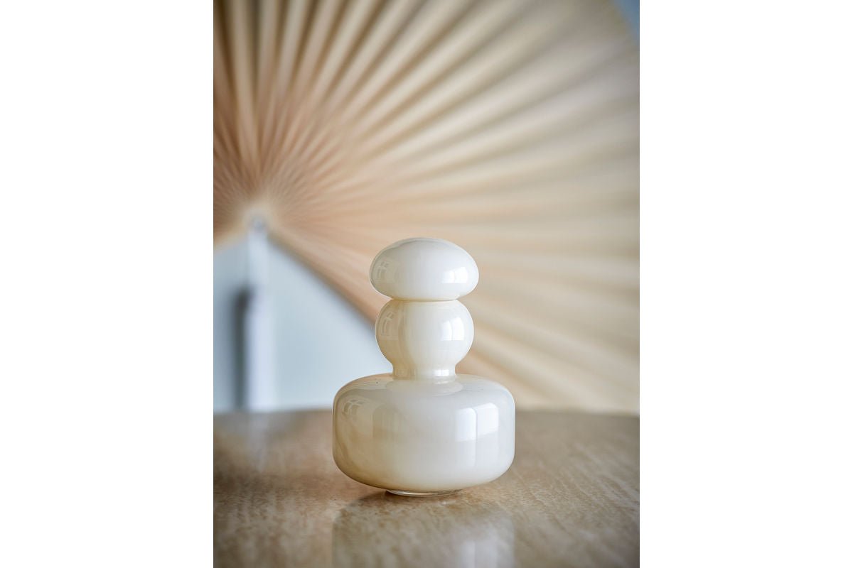 Vase „Elinor“ mit Deckel – Naturfarbenes Glas