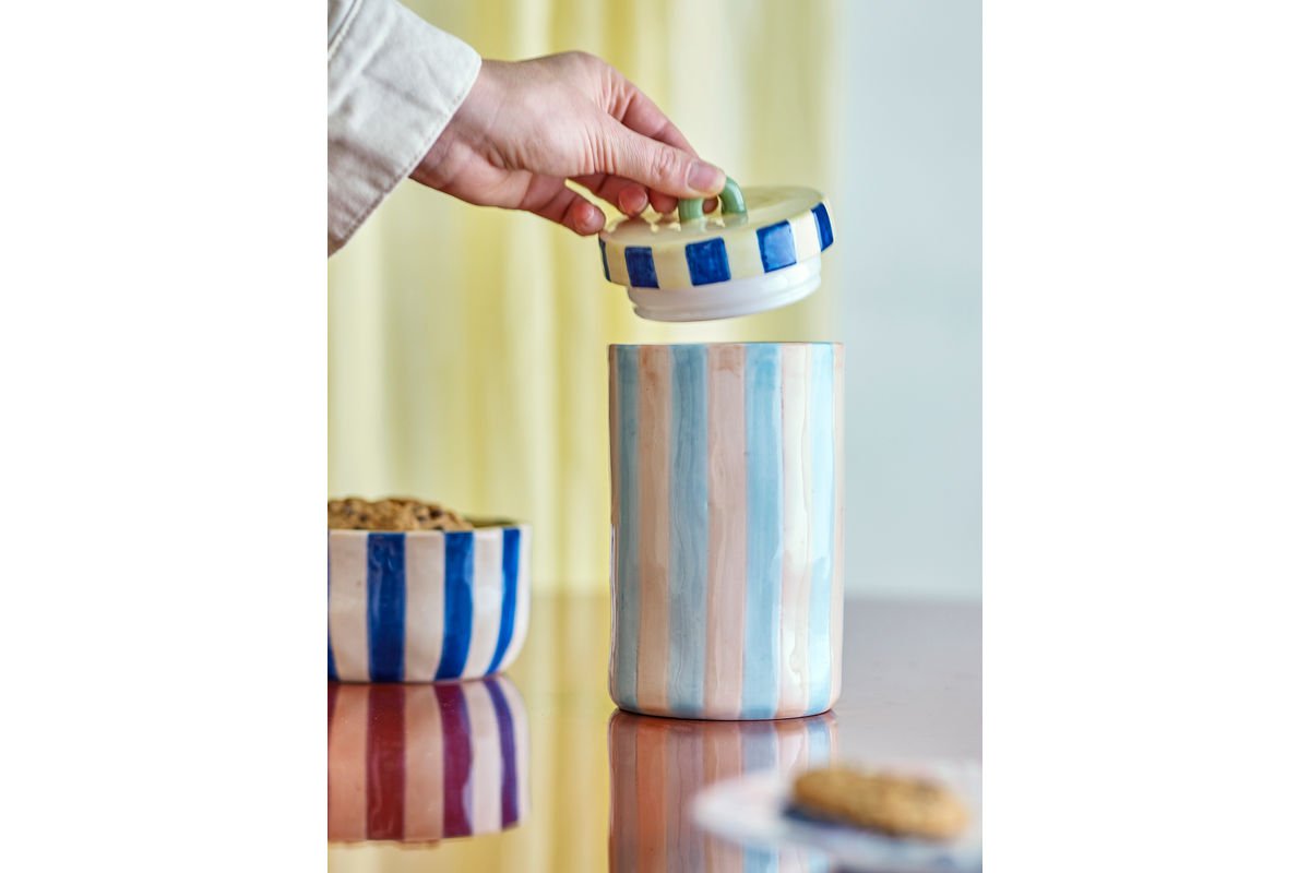 Vorratsgefäß Livenza – Handbemaltes Steingutgefäß mit Deckel