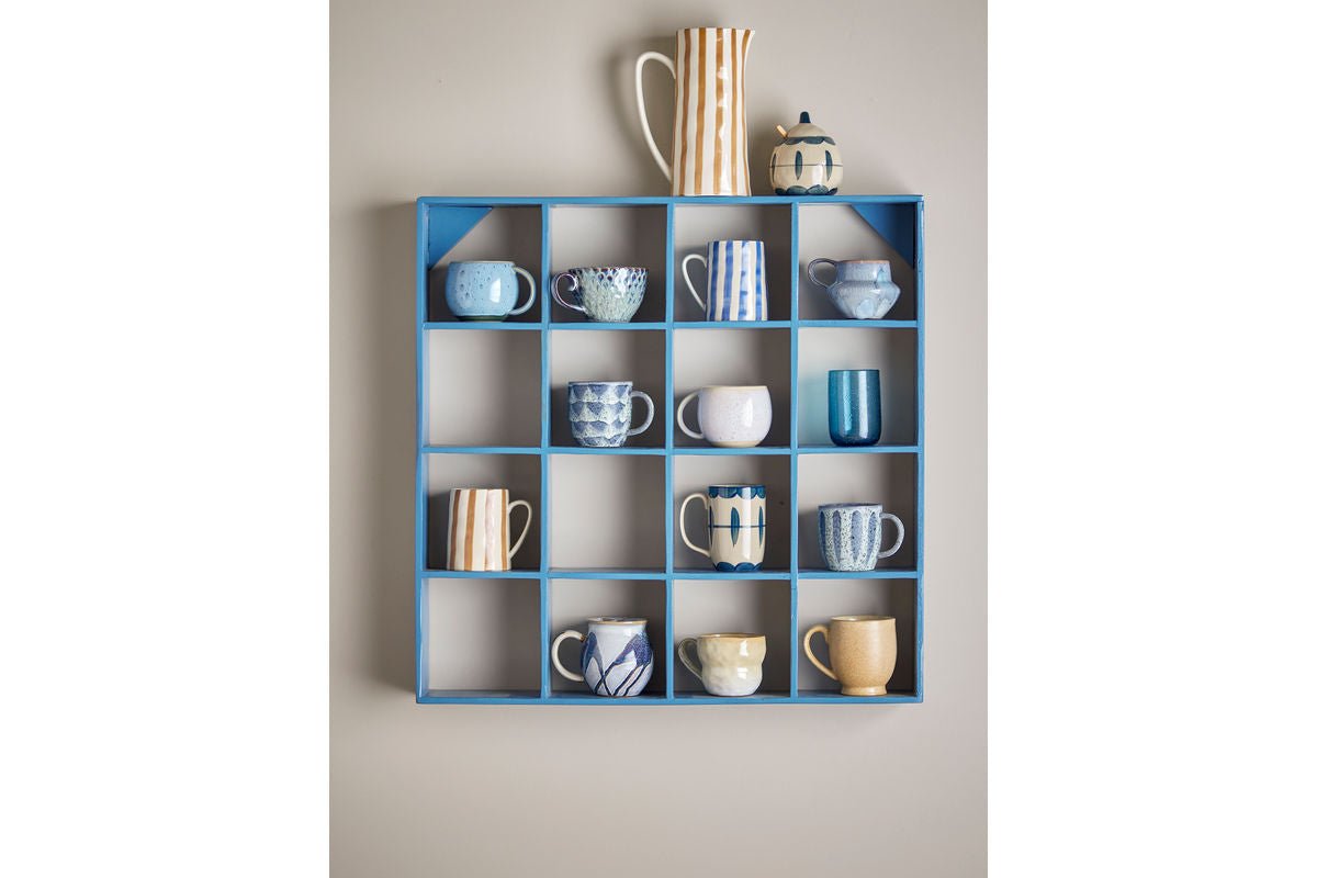 Regal Maribo – Fächerregal aus recyceltem Holz in Blau