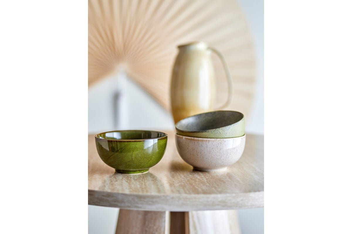 Schale Livia – aus Steingut, 3er-Set in Grün mit reaktiver Glasur