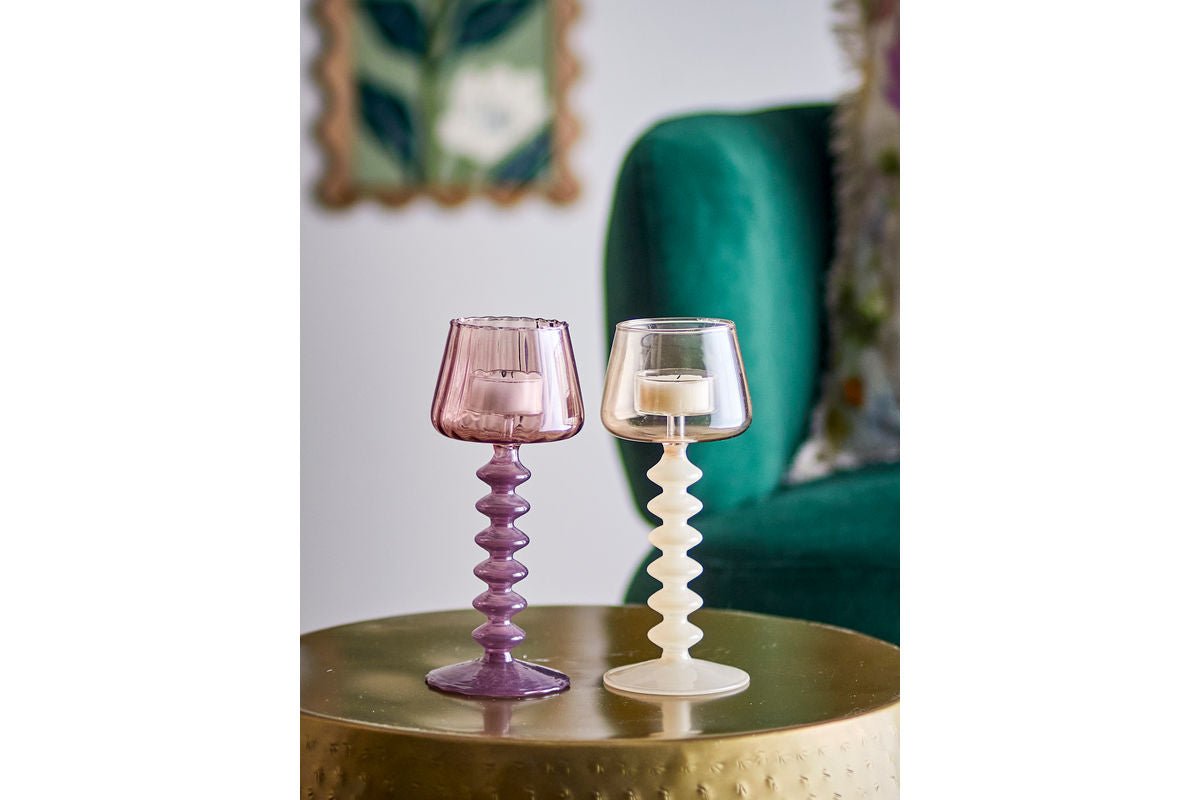 2er Set Teelichthalter Silas – Rosé, gefertigt aus Glas
