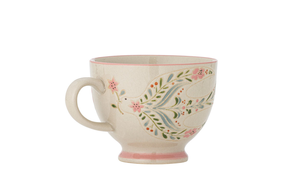 Becher-Set Lunelle – Handbemaltes Steingut mit floralen Motiven (4er-Set)