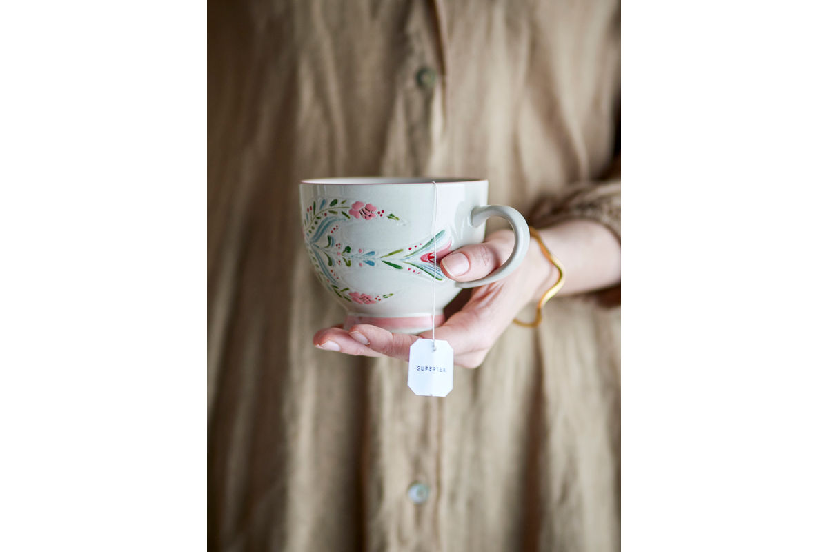 Becher-Set Lunelle – Handbemaltes Steingut mit floralen Motiven (4er-Set)