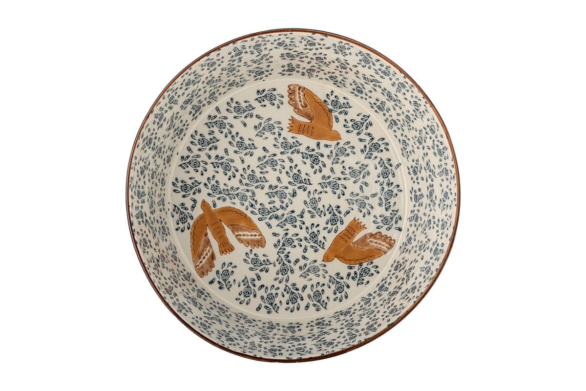 Schale Bindy – handbemalte Steingutschale mit Vogelmotiv
