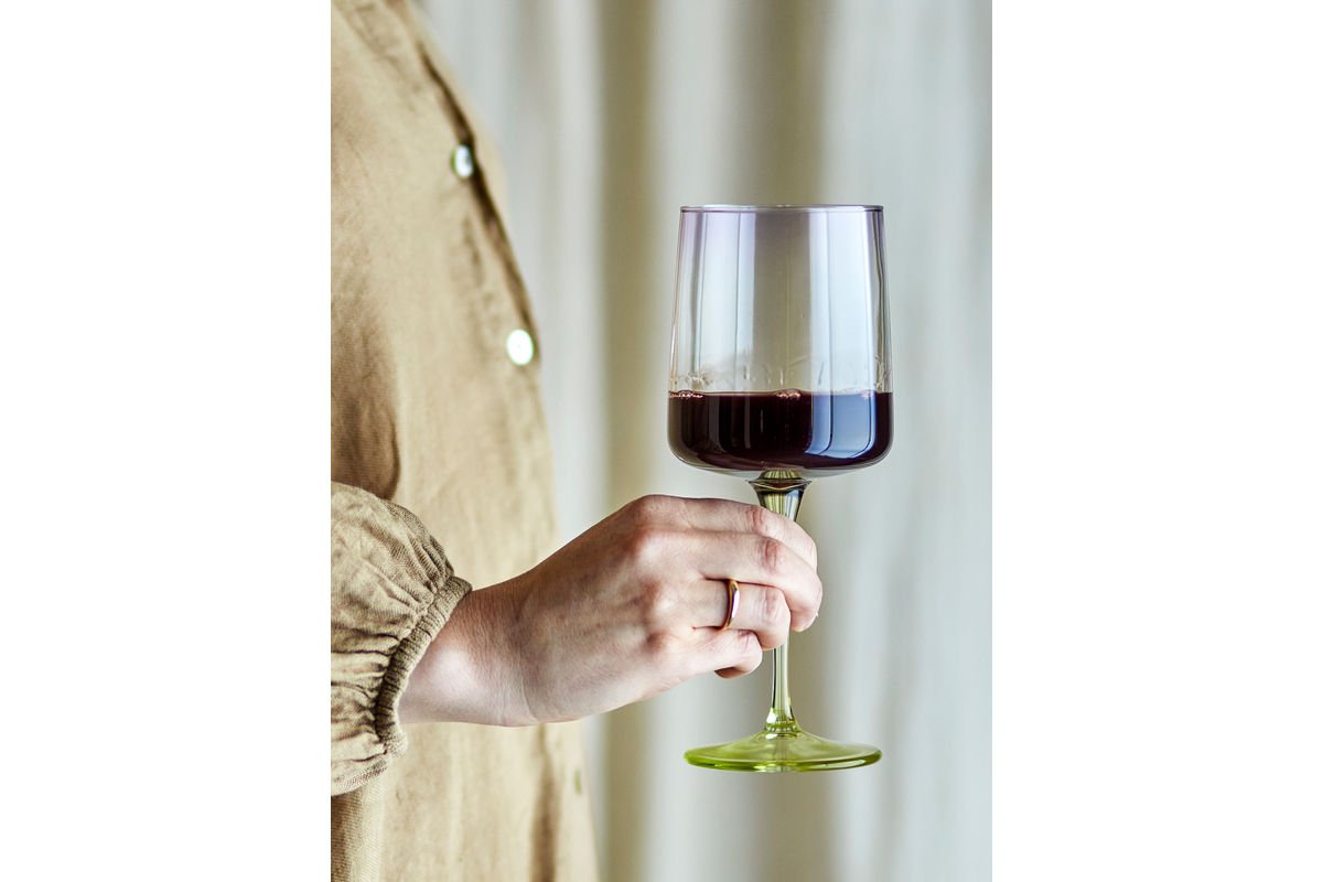 Weingläser Olivia – mit goldgrünen Stielen (6er-Set)