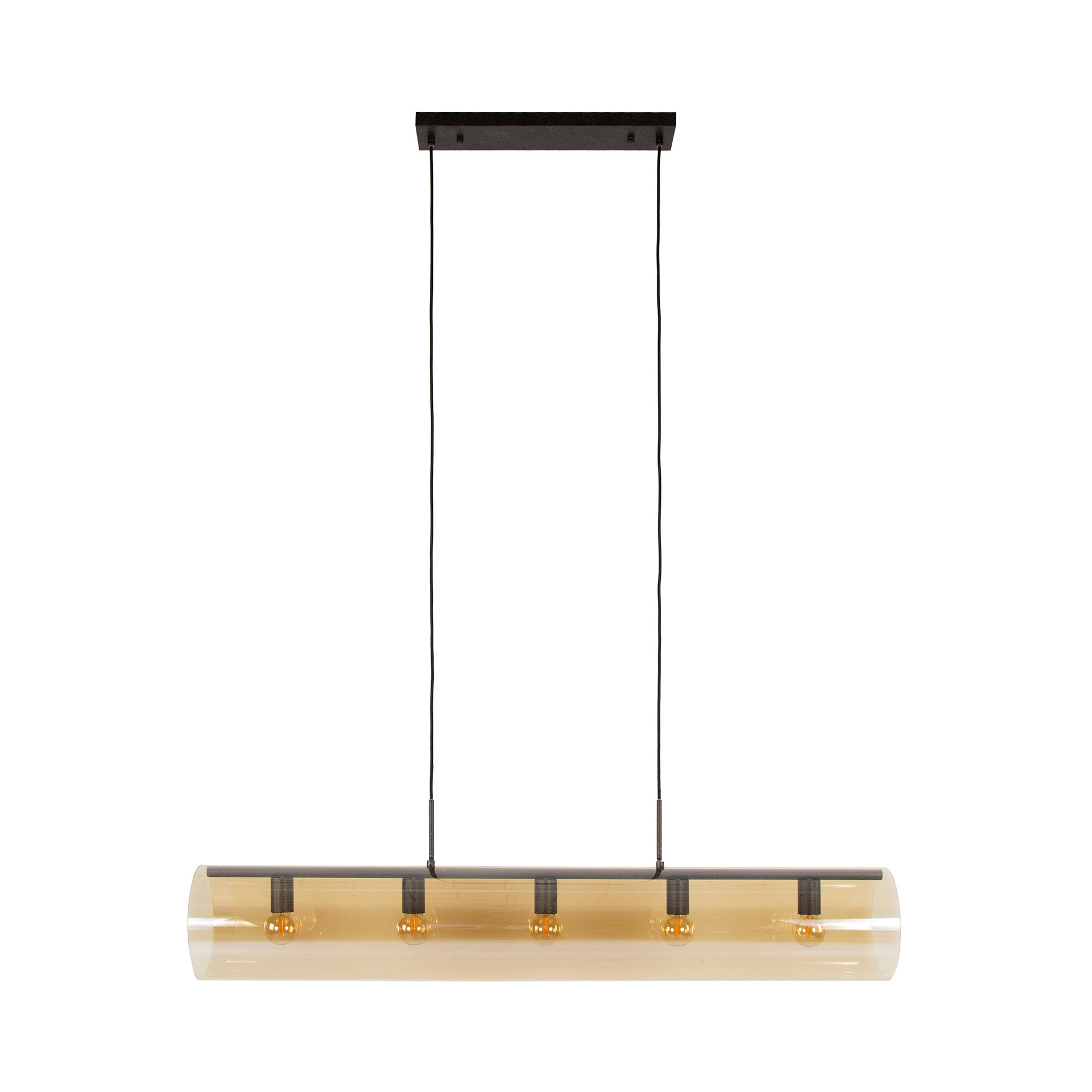 Pendelleuchte „Solvira“ – Mit 5 Leuchten in horizontalem Tube-Amberglass Design