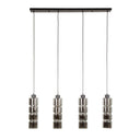 Pendelleuchte Navaro – 4 Leuchten mit verchromten Glasschirmen in Zylinder-Form
