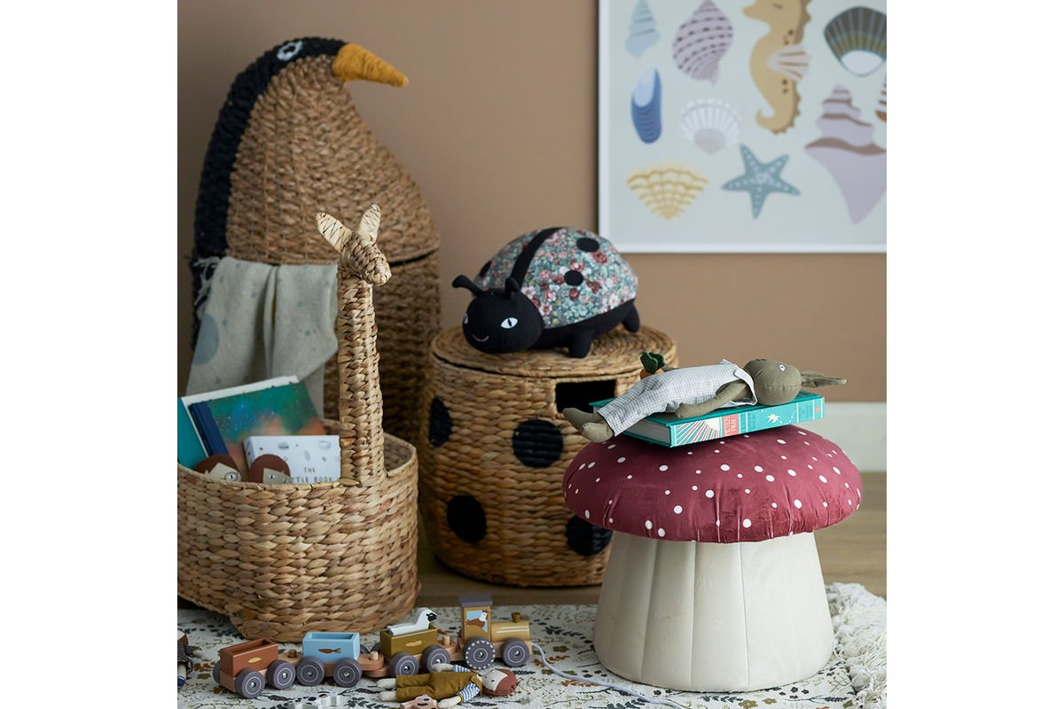 Aufbewahrungskorb Tata - großer Pinguin-Korb aus Rattan für Kinderzimmer