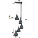 Pendelleuchte "Calira – Gestuft mit 5 perforierten Lampenschirmen aus Metall in Schwarz-Bronze