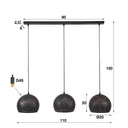 Pendelleuchte "Veloria – Mit 3 perforierten Kugelschirmen aus Metall in Schwarz-Bronze