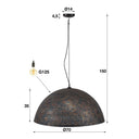 Pendelleuchte "Astryn – Großer, perforierter Lampenschirm aus Metall in Schwarz-Bronze