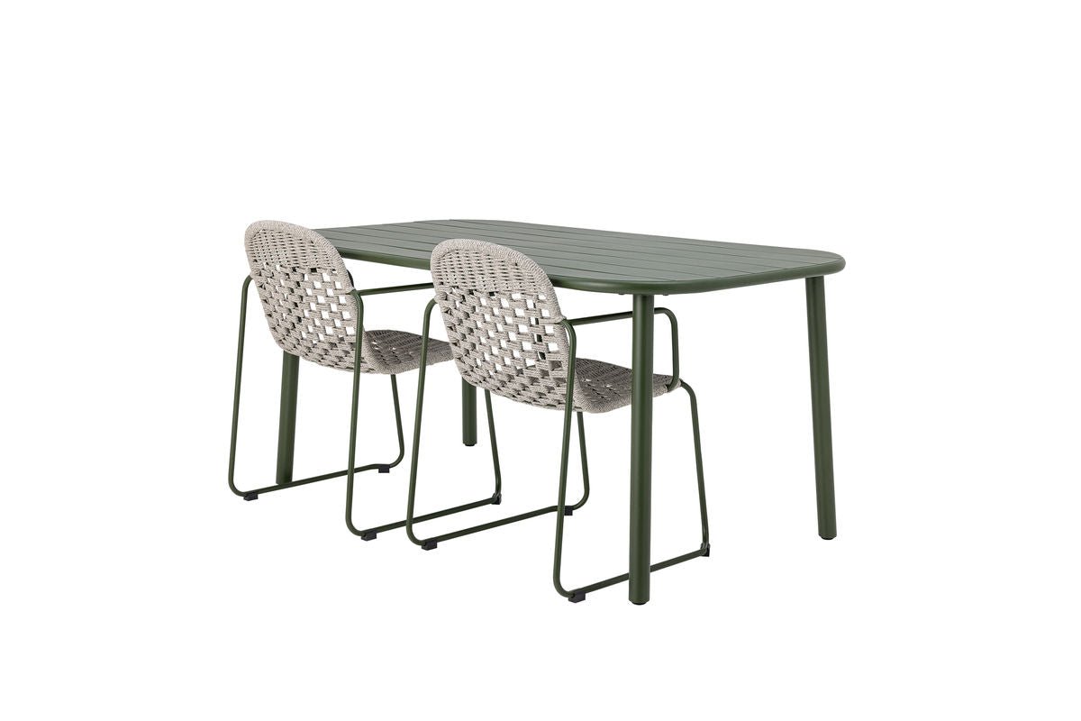 Garten-Esstisch Camala - Tiefgrüne geschwungene rechteckige Tischplatte