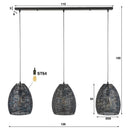 Pendelleuchte "Lumeya – Mit 3 perforierten, handgefertigten Lampenschirmen aus Metall in Schwarz-Bronze