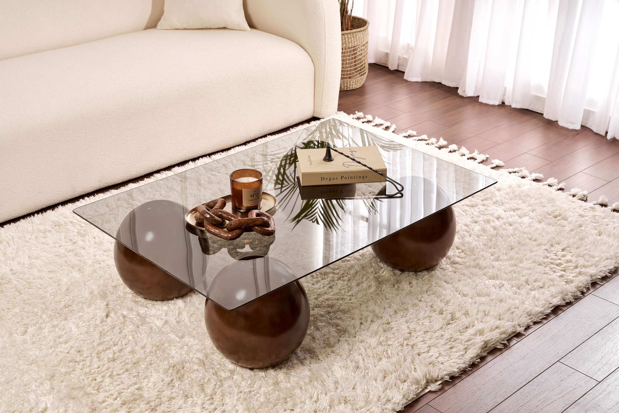 Couchtisch Pavello - mit rechteckiger, gehärteter Tischglasplatte