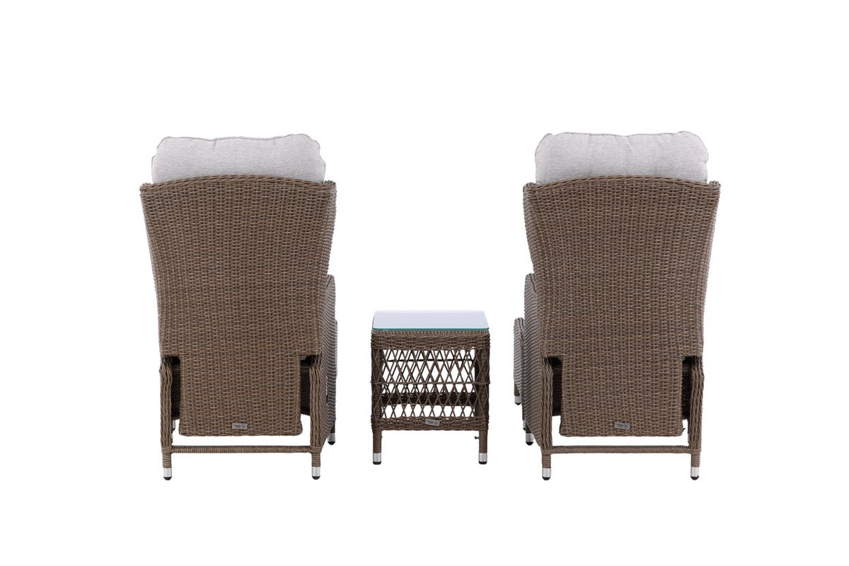 Garten Loungeset Lenox - in Natur mit verstellbarer Rückenlehne