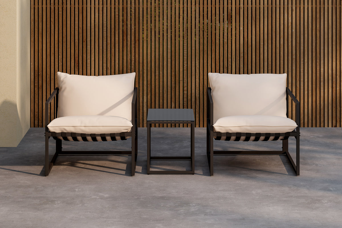 Garten Loungeset Naomi – mit Glastisch & wetterfesten Kissen