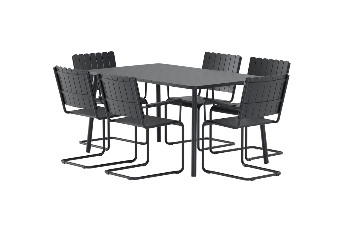 Garten Essgruppe Moraya – 7-teiliges Set aus Stahl/Polywood in 2 Farben