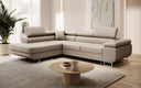 Designer Ecksofa Aston mit Schlaf- und Klappfunktion aus Kunstleder