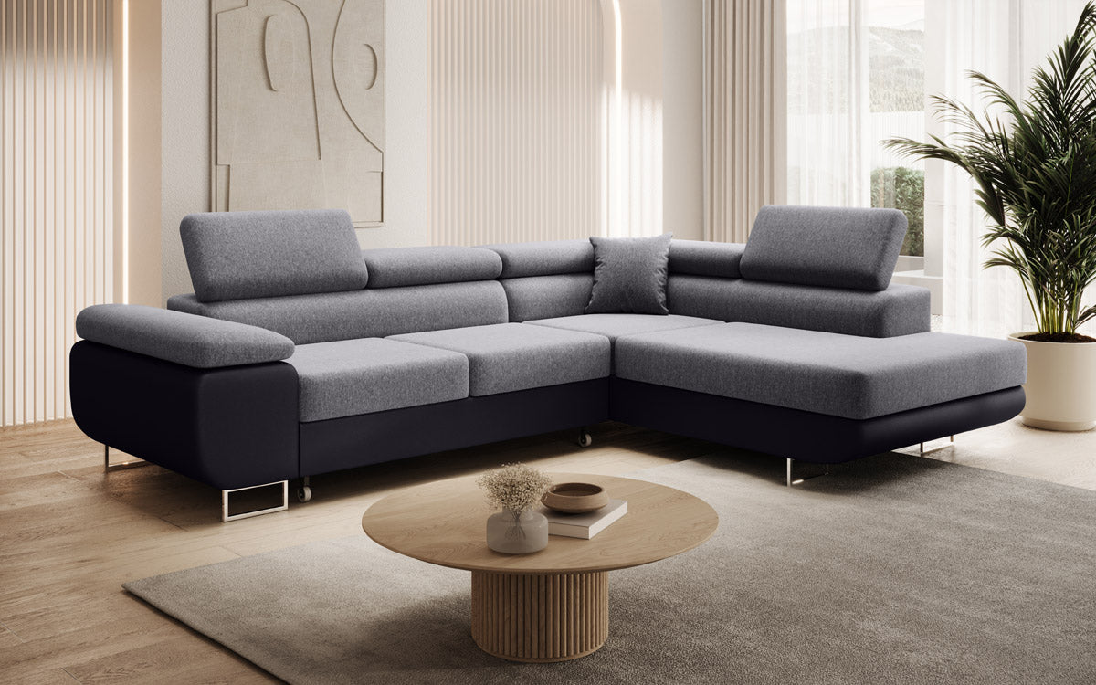 Designer Sofa Aston mit Schlaf- und Klappfunktion - Stoff/Kunstleder