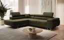 Designer Ecksofa Aston mit Schlaf- und Klappfunktion aus Bouclé