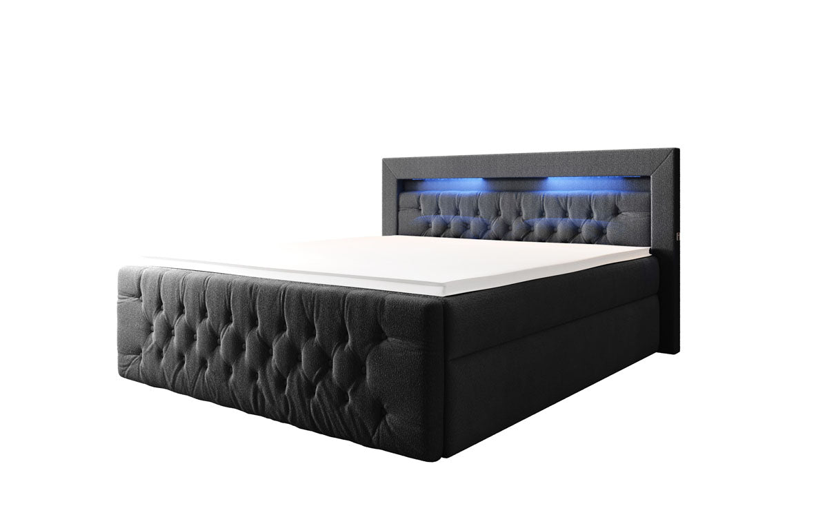 Boxspringbett Menzogna Bouclé mit LED und Stauraum (2 Schubladen)