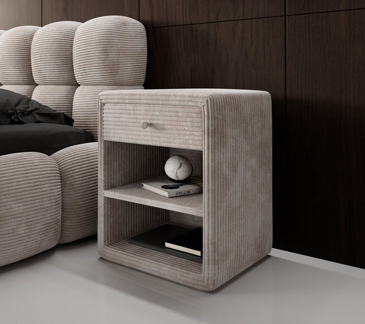 Designer Nachttisch Amy in Cord