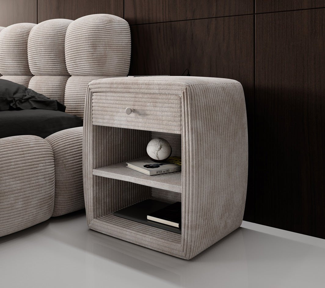 Designer Nachttisch Lilly mit USB Anschluss in Cord