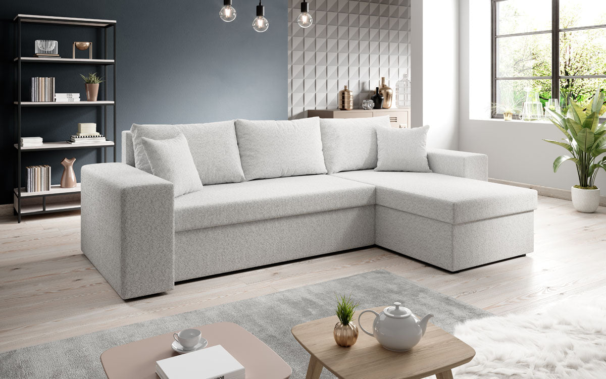 Designer Sofa Denver Bouclé mit Schlaf- und Klappfunktion