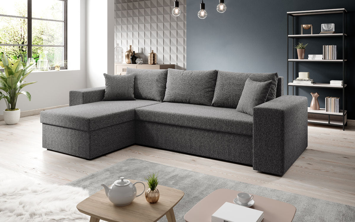 Designer Sofa Denver Bouclé mit Schlaf- und Klappfunktion