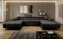 Designer Sofa Calvera U mit Schlaf- und Klappfunktion in Bouclé
