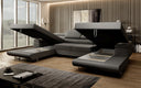 Designer Sofa Calvera U mit Schlaf- und Klappfunktion in Bouclé