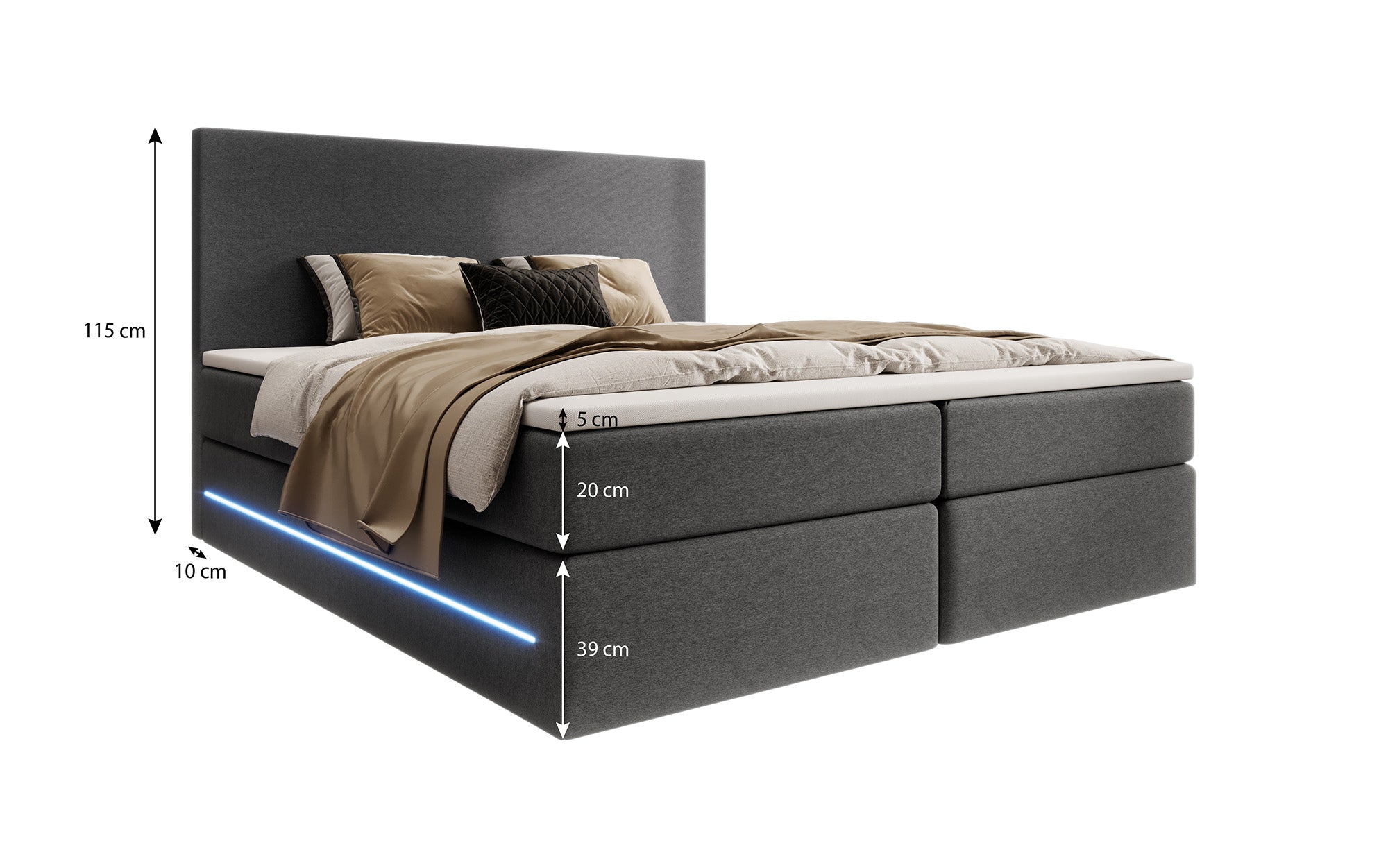 Boxspringbett Voyage mit LED u. Stauraum