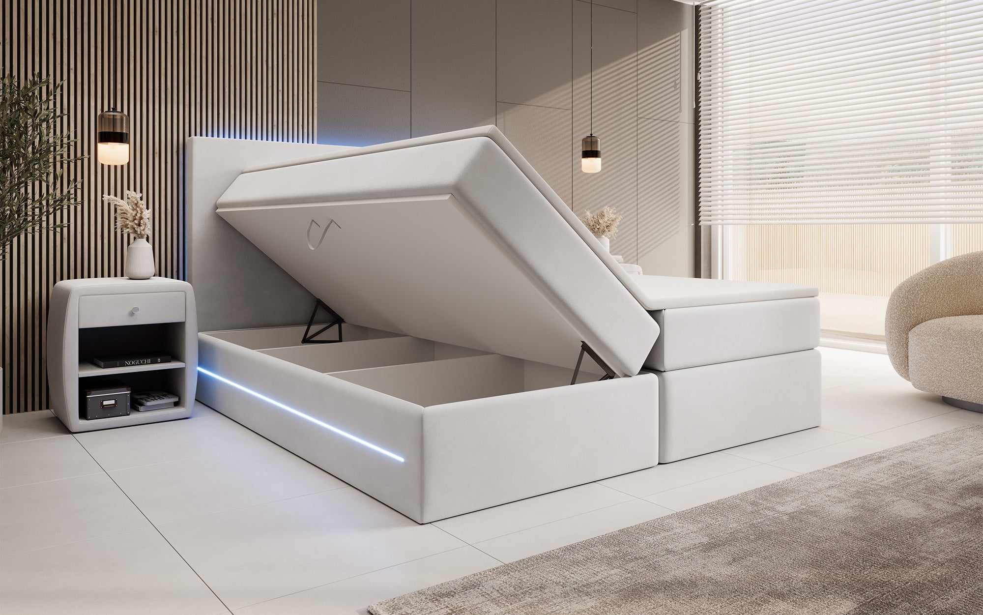 Boxspringbett Voyage mit LED u. Stauraum