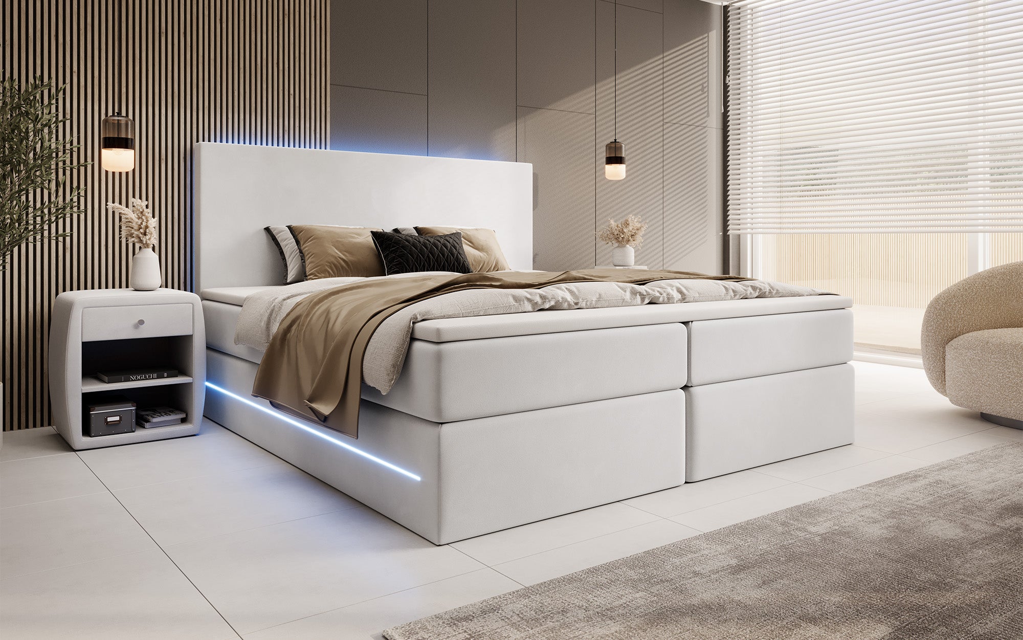 Boxspringbett Voyage mit LED u. Stauraum