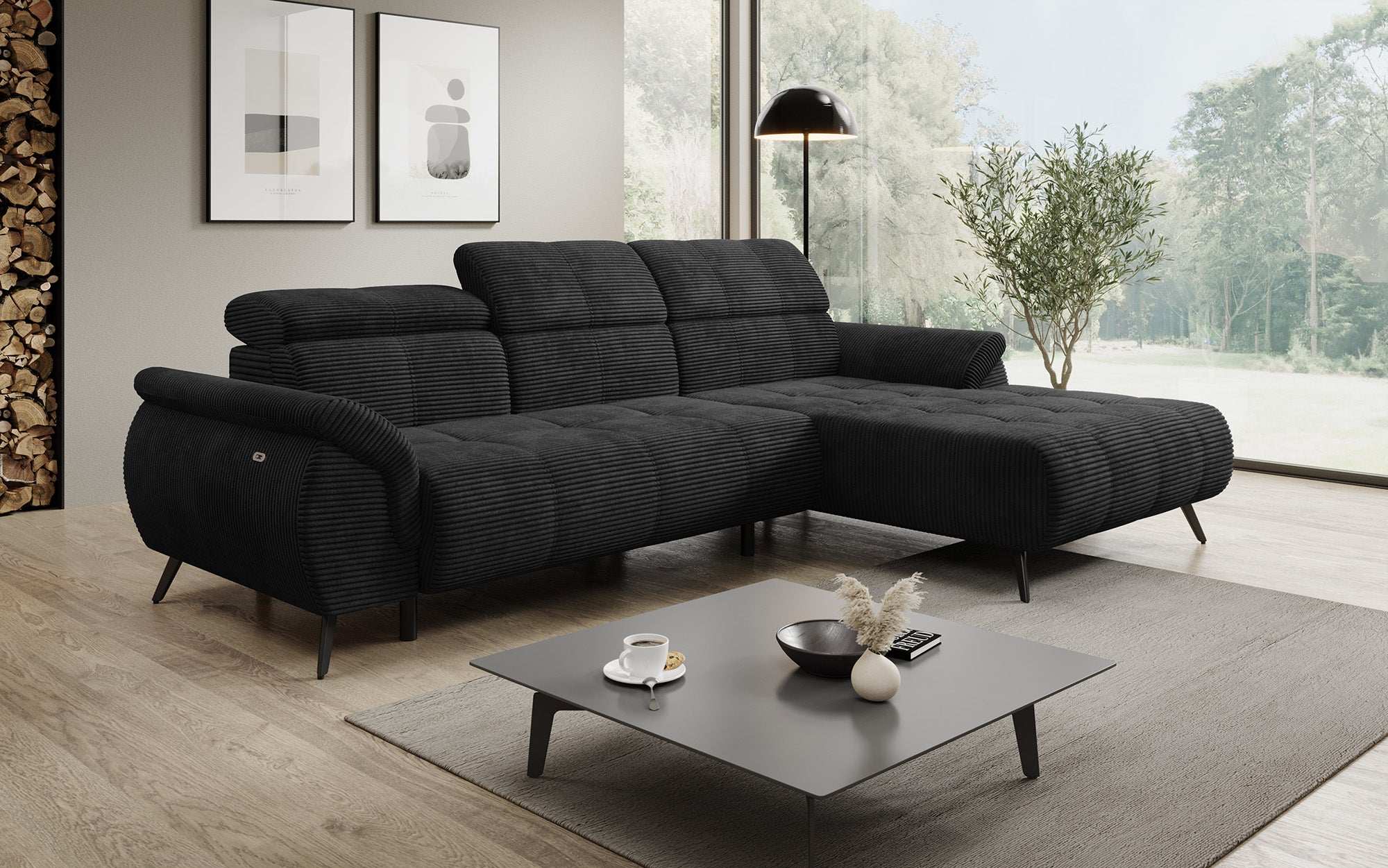 Designer Sofa Genova I mit elektrischer Sitzverlängerung, USB Anschluss