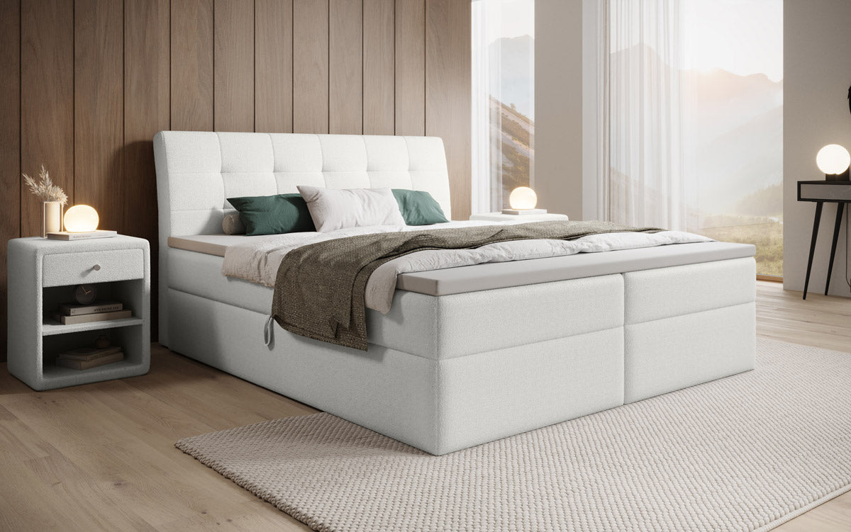 Boxspringbett Amalia Bouclé mit Stauraum