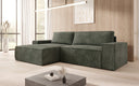 Designer Ecksofa Corino in Cord mit Schlaf- und Klappfunktion